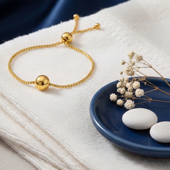 Elegant 18K Gold Plated Beaded Adjustable Bracelet | Minimalist Dainty Chic - Picture 6 of 15